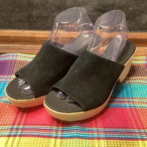 Clarks Maritsa Mule Black Leather Uppers with Rope Style Heels Women’s Size 9M